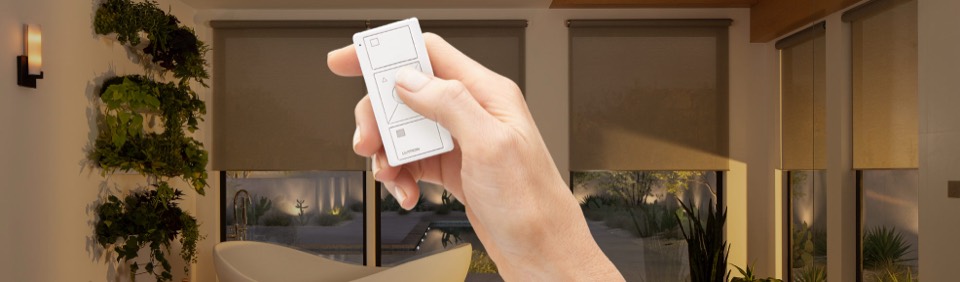 Lutron Sivoia QS Wireless motorized shades in a residence